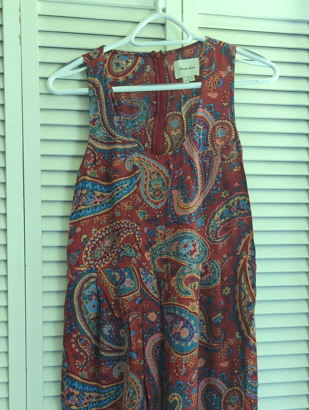 Steven Alan Red Paisley Cotton Jumpsuit Size P/XS